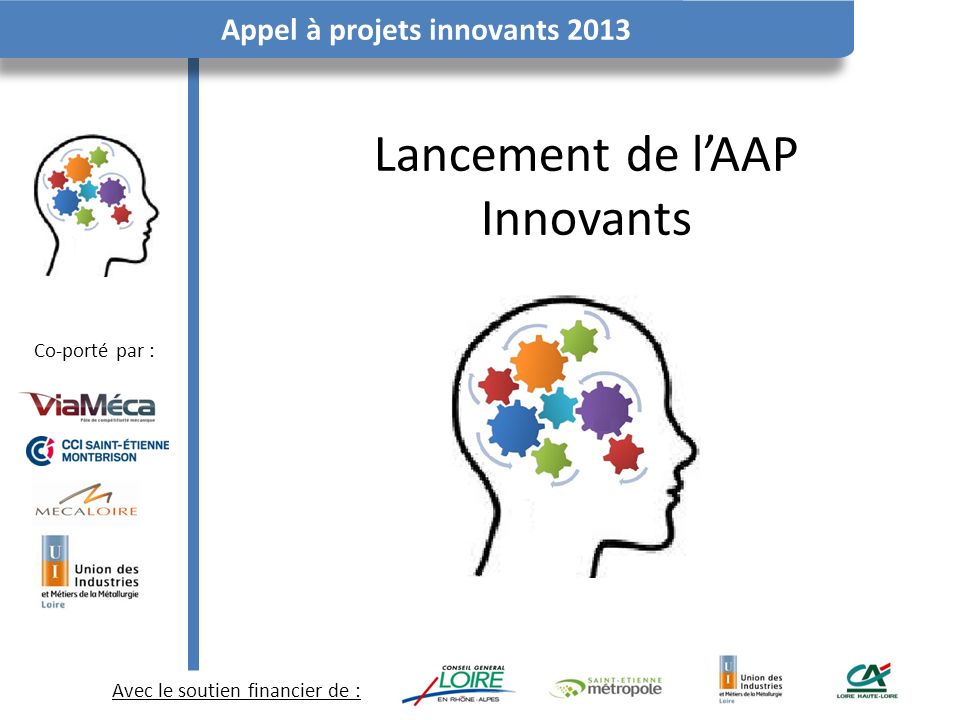 Avec le soutien financier de : Co-porté par : Appel à projets innovants 2013 Lancement de lAAP Innovants