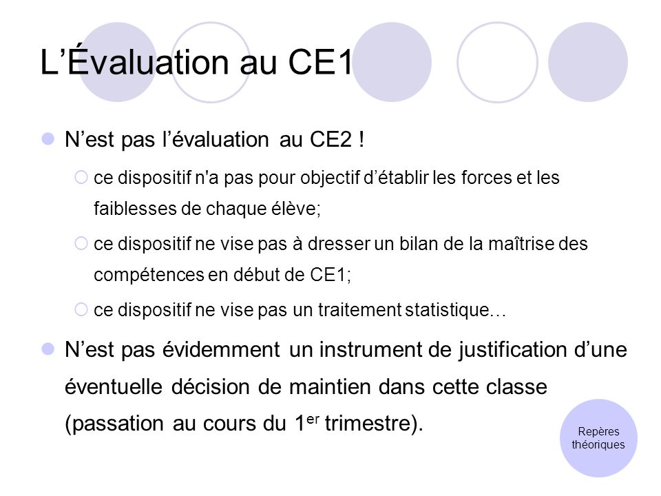LÉvaluation au CE1 Nest pas lévaluation au CE2 .