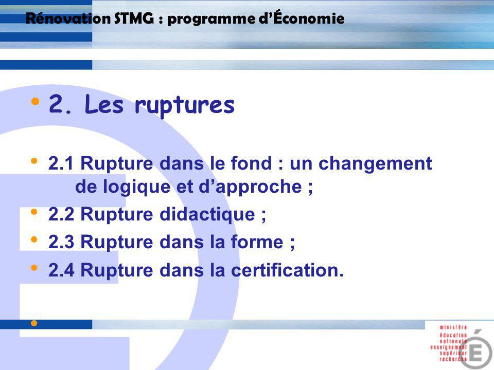 E 9 Rénovation STMG : programme dÉconomie 2.