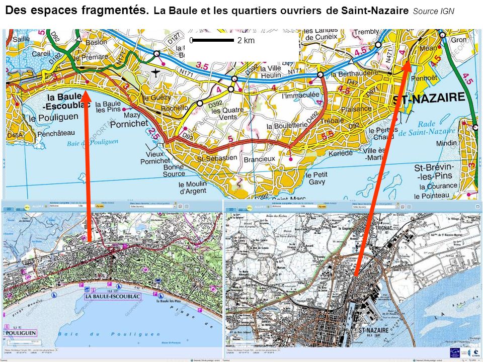 02 km Des espaces fragmentés. La Baule et les quartiers ouvriers de Saint-Nazaire Source IGN