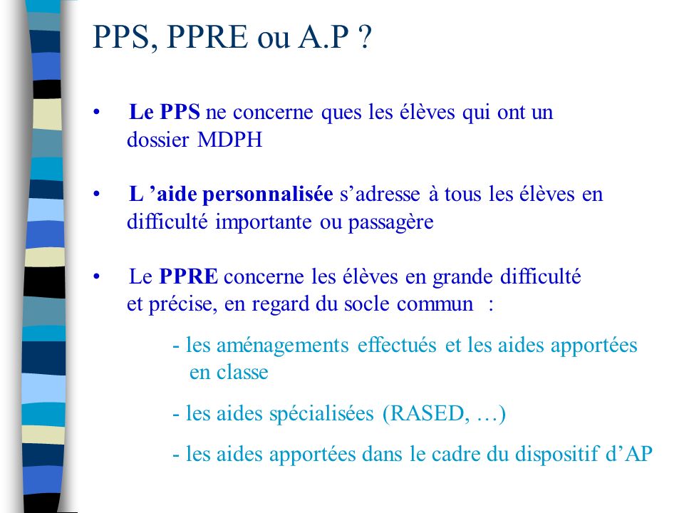 PPS, PPRE ou A.P .