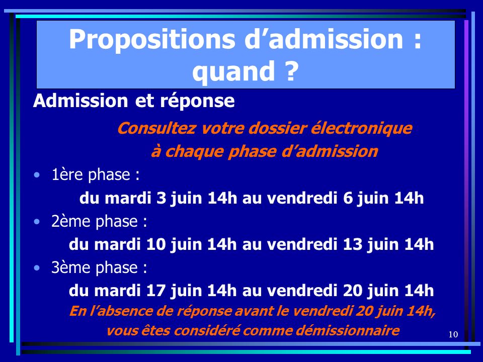 10 Propositions dadmission : quand .