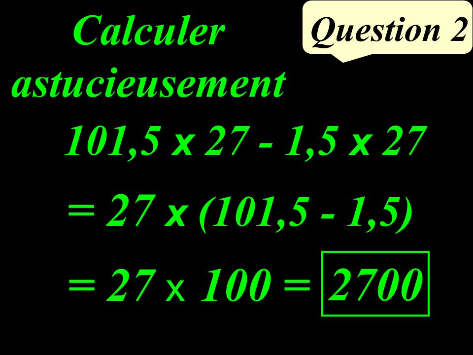 Question (2 - 8) + (-4 + 1) Calculer : = -7 - (-6) + (-3) = -7 + (+6) + (-3) = (- 10) + (+6) = -4