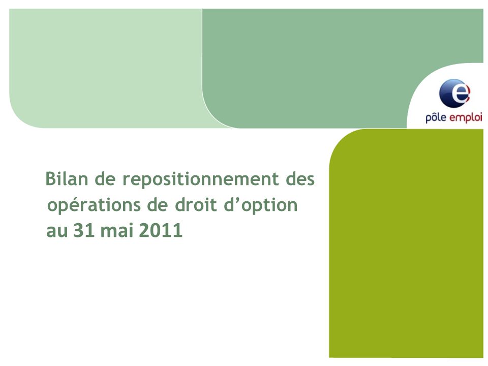 Bilan de repositionnement des opérations de droit doption au 31 mai 2011