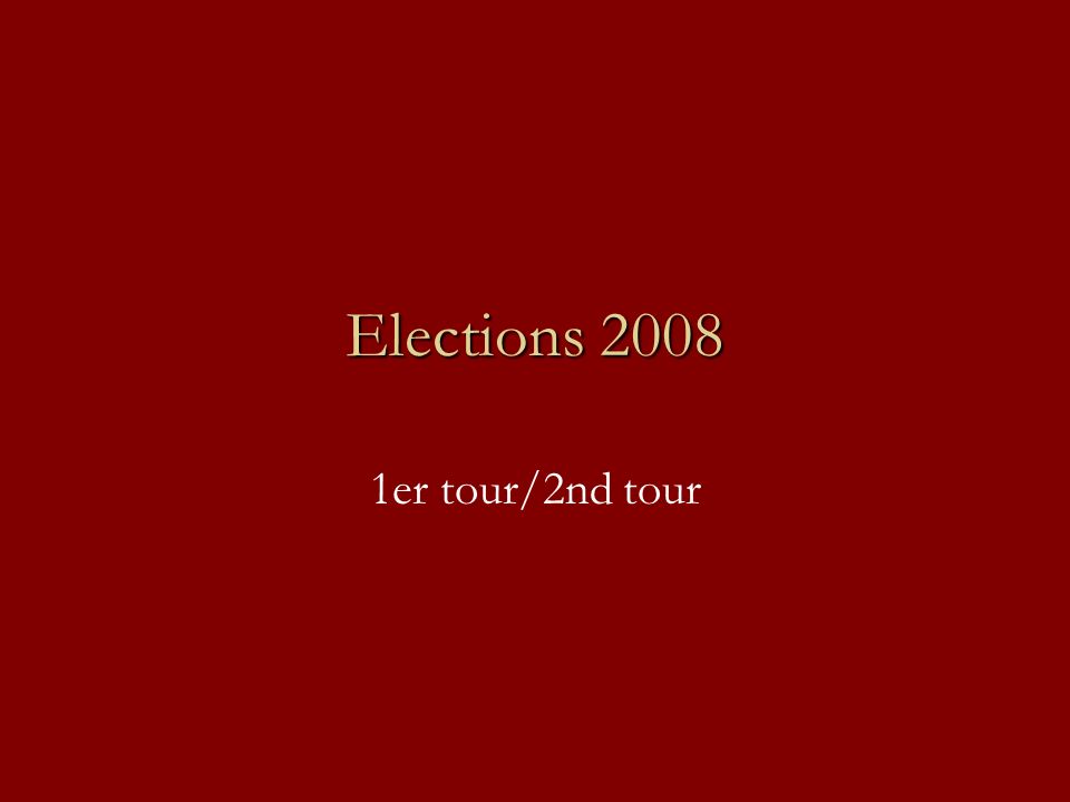Elections er tour/2nd tour
