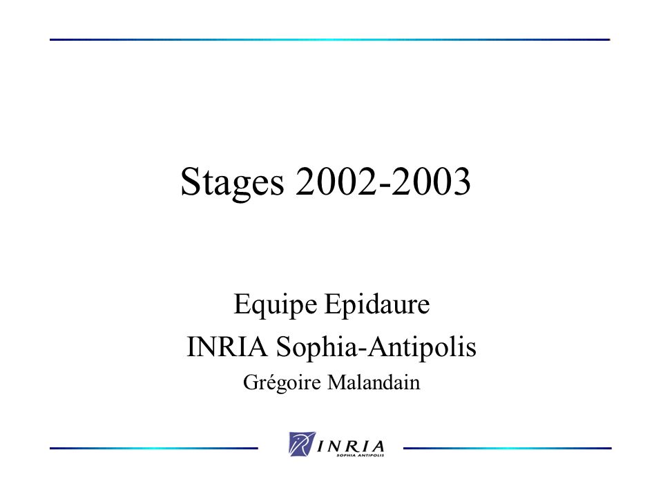 Stages Equipe Epidaure INRIA Sophia-Antipolis Grégoire Malandain