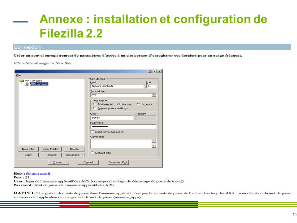 10 Annexe : installation et configuration de Filezilla 2.2