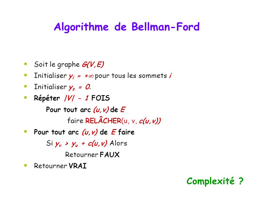 Algorithme ford bellman exemple #2
