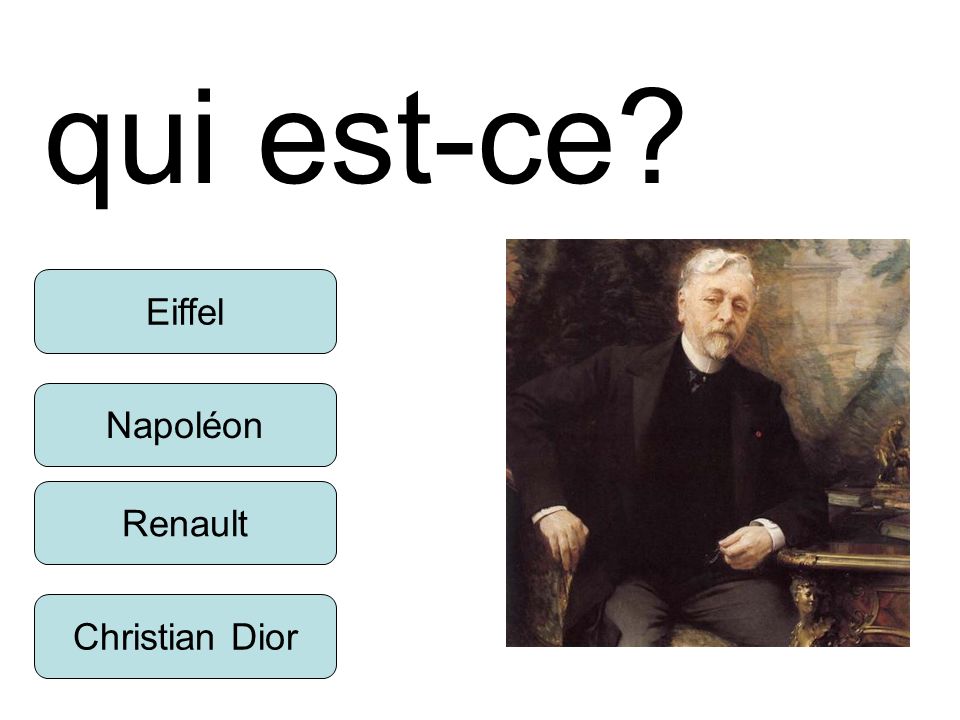 qui est-ce Eiffel Napoléon Renault Christian Dior