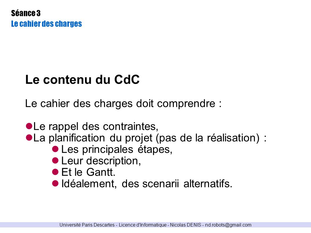 Seance 3 Le Cahier Des Charges Le Contenu Du Cdc Le Cahier