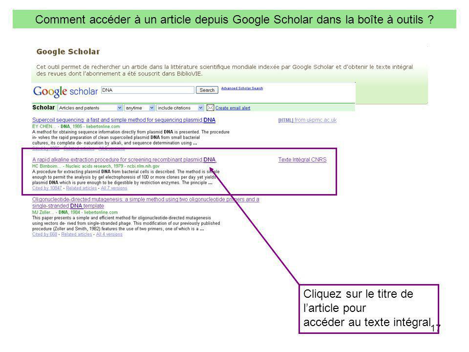 17 Comment accéder à un article depuis Google Scholar dans la boîte à outils .