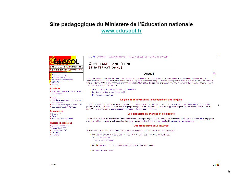 5 Site pédagogique du Ministère de lÉducation nationale