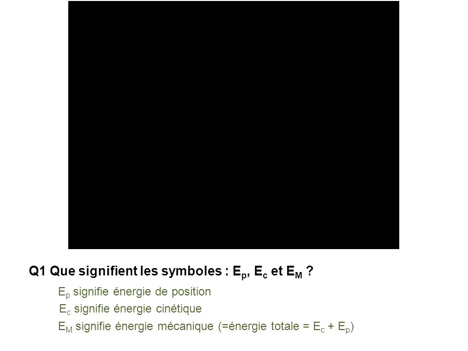 Q1 Que signifient les symboles : E p, E c et E M .