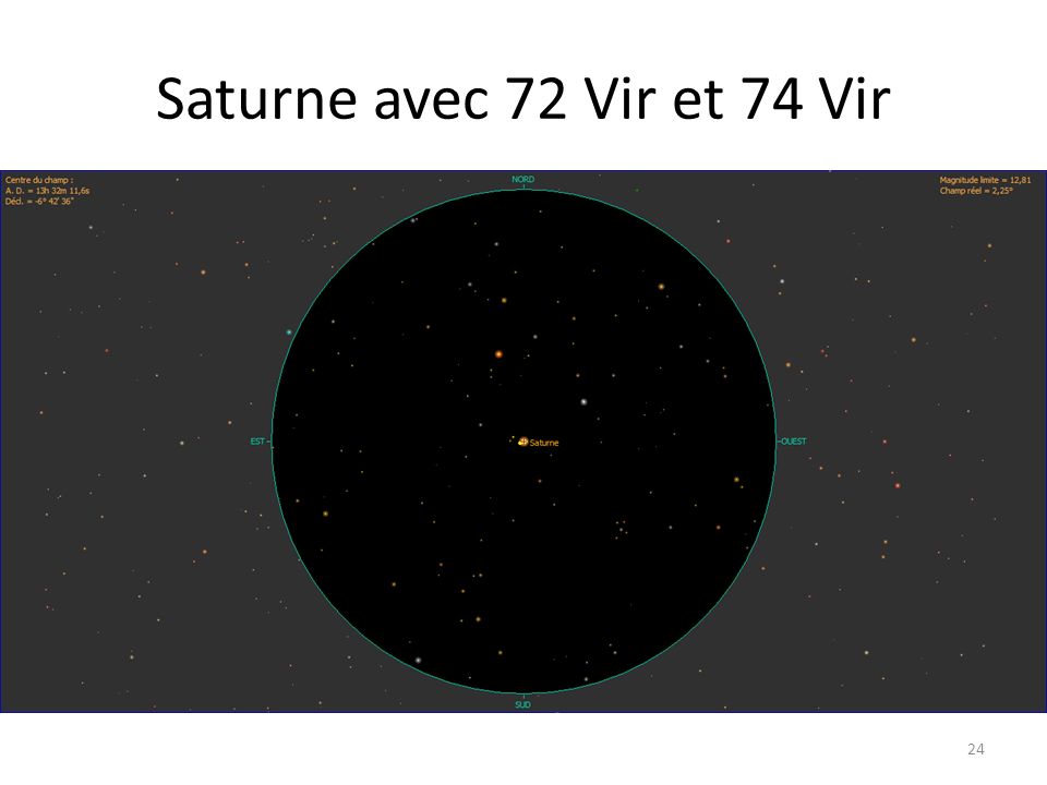 Saturne avec 72 Vir et 74 Vir 24