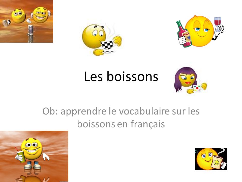 Les boissons Ob: apprendre le vocabulaire sur les boissons en français