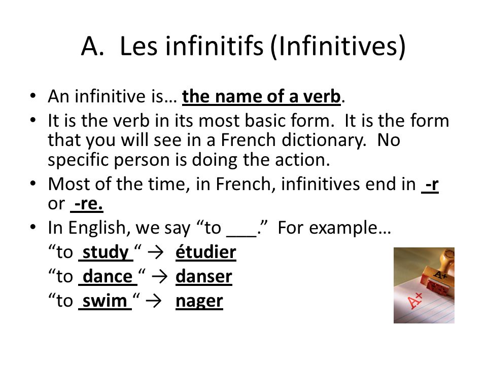 Les infinitifs Grammaire