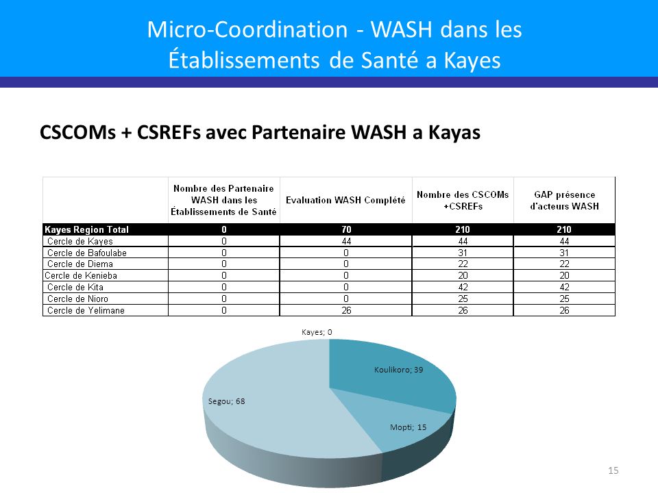 Micro-Coordination - WASH dans les Établissements de Santé a Kayes CSCOMs + CSREFs avec Partenaire WASH a Kayas 15