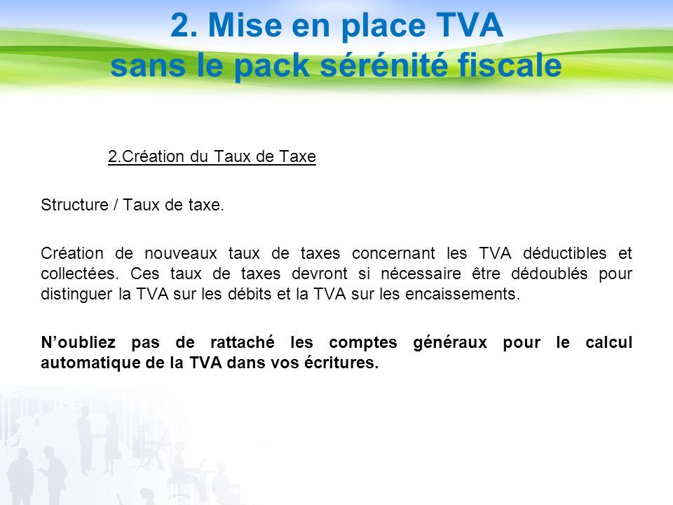 2.Création du Taux de Taxe Structure / Taux de taxe.