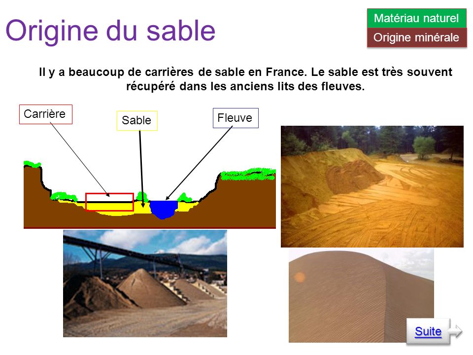 Il y a beaucoup de carrières de sable en France.