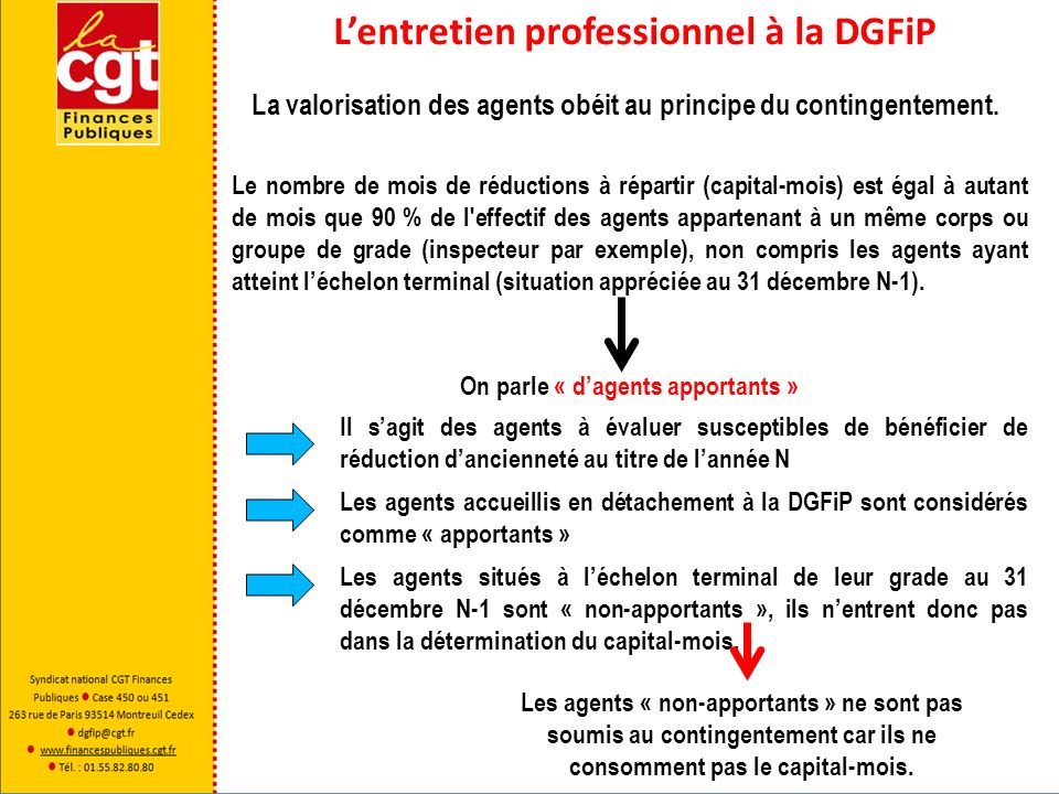 Lentretien professionnel à la DGFiP La valorisation des agents obéit au principe du contingentement.