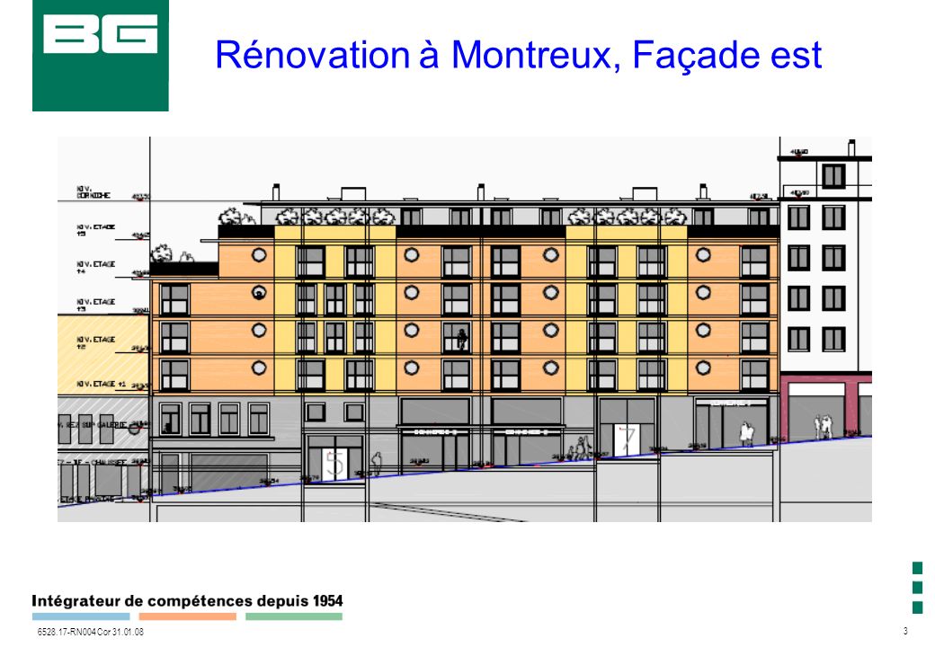 RN004 Cor Rénovation à Montreux, Façade est