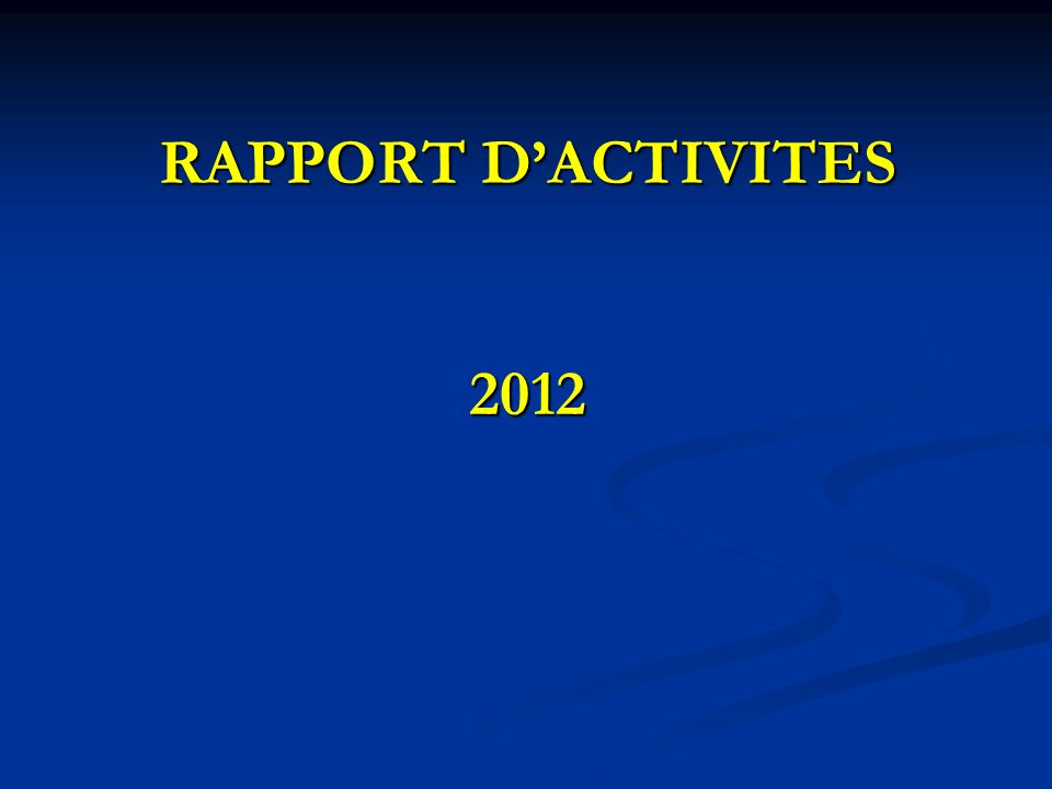 RAPPORT DACTIVITES 2012