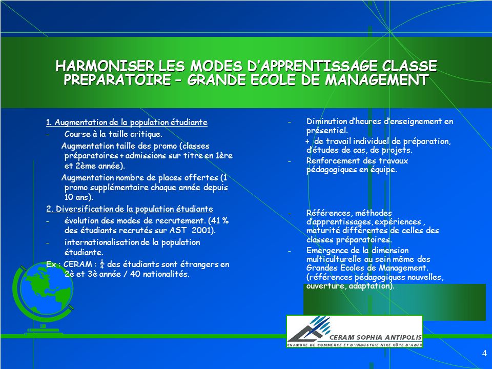 3 HARMONISER LES MODES DAPPRENTISSAGE CLASSE PREPARATOIRE - GRANDE ECOLE DE MANAGEMENT 1.