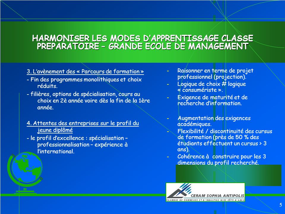 4 HARMONISER LES MODES DAPPRENTISSAGE CLASSE PREPARATOIRE – GRANDE ECOLE DE MANAGEMENT 1.
