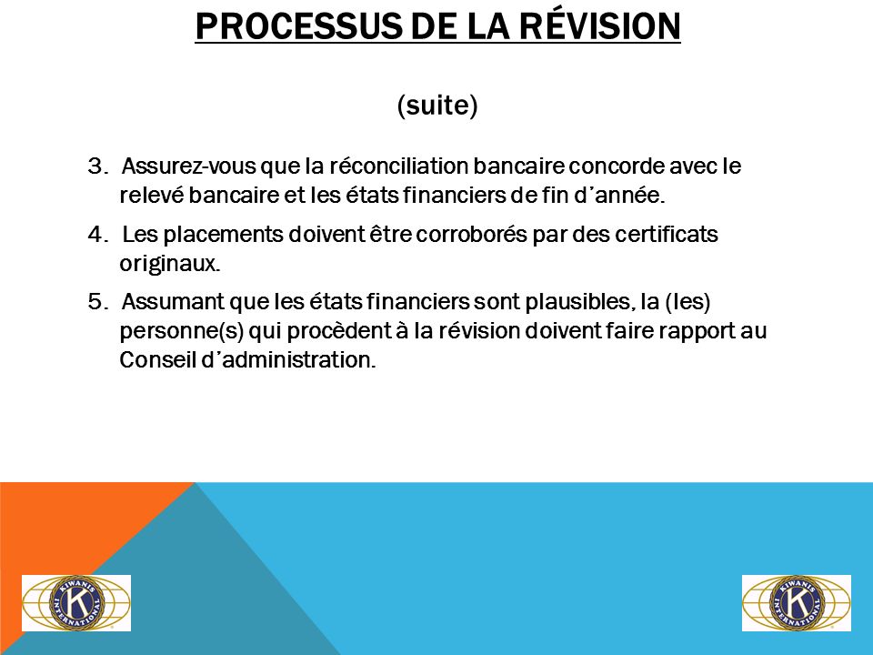 PROCESSUS DE LA RÉVISION (suite) 3.