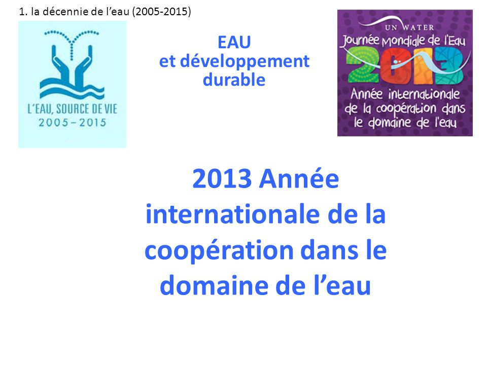 2013 Année internationale de la coopération dans le domaine de leau 1.