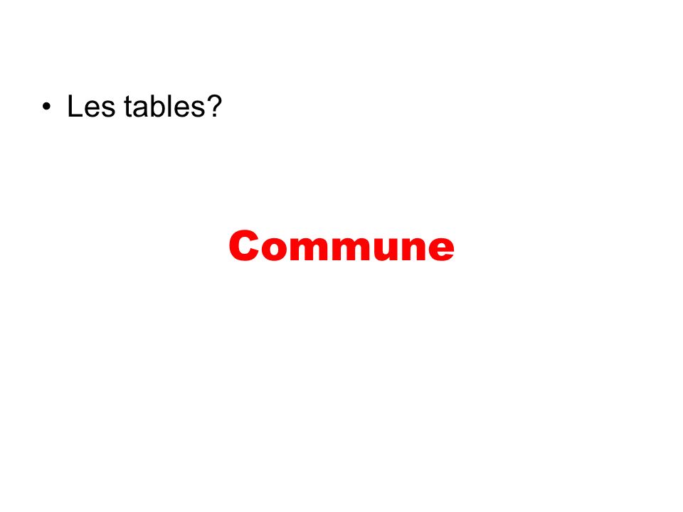 Les tables Commune
