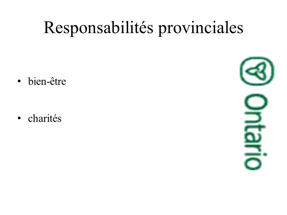 Responsabilités provinciales bien-être charités