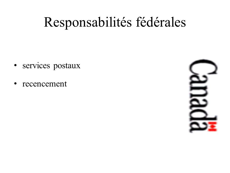 Responsabilités fédérales services postaux recencement