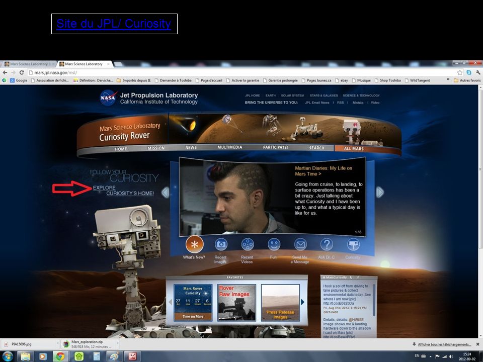 Site du JPL/ Curiosity