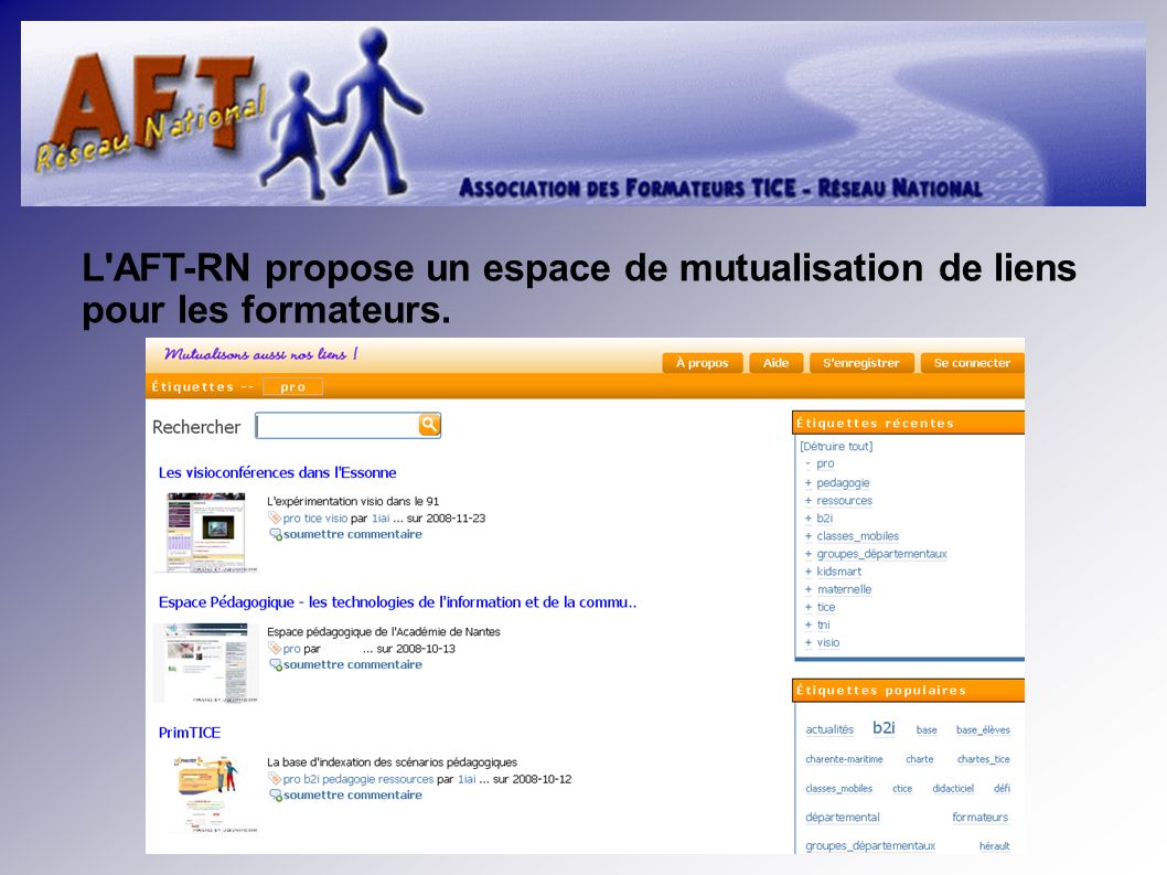 L AFT-RN propose un espace de mutualisation de liens pour les formateurs.