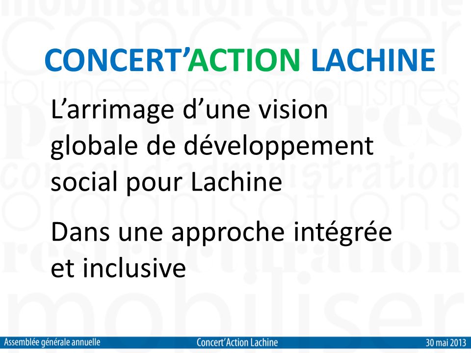 CONCERTACTION LACHINE Larrimage dune vision globale de développement social pour Lachine Dans une approche intégrée et inclusive