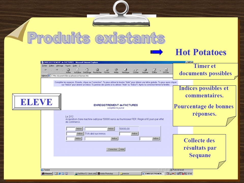 Hot Potatoes ELEVE Indices possibles et commentaires.