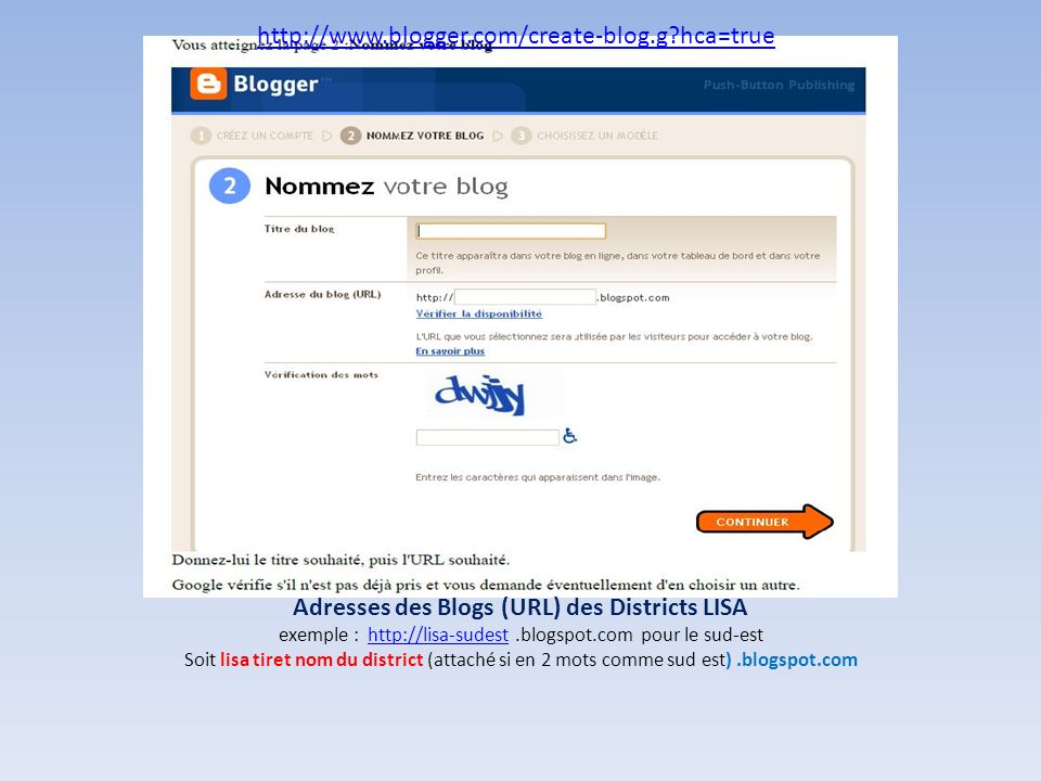 Adresses des Blogs (URL) des Districts LISA exemple :   pour le sud-esthttp://lisa-sudest Soit lisa tiret nom du district (attaché si en 2 mots comme sud est).blogspot.com   hca=true