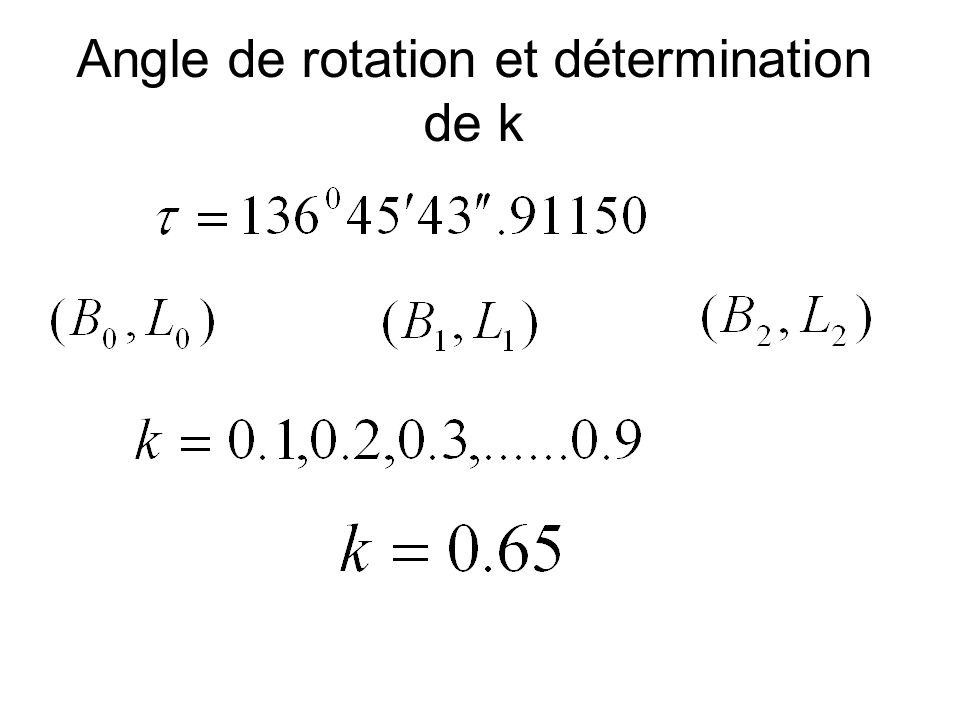 Angle de rotation et détermination de k