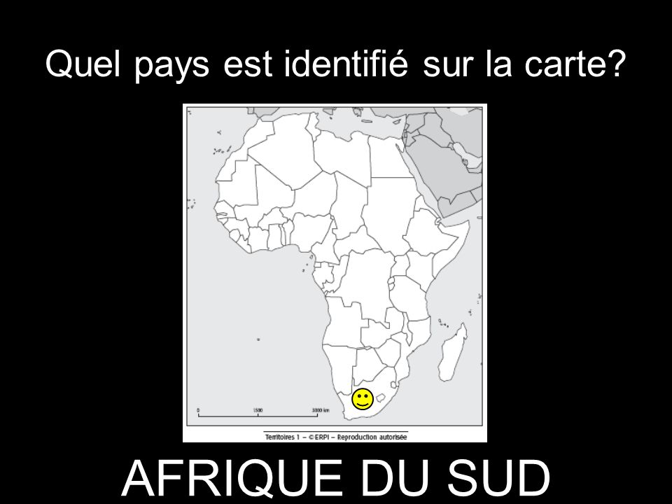 Quel pays est identifié sur la carte AFRIQUE DU SUD
