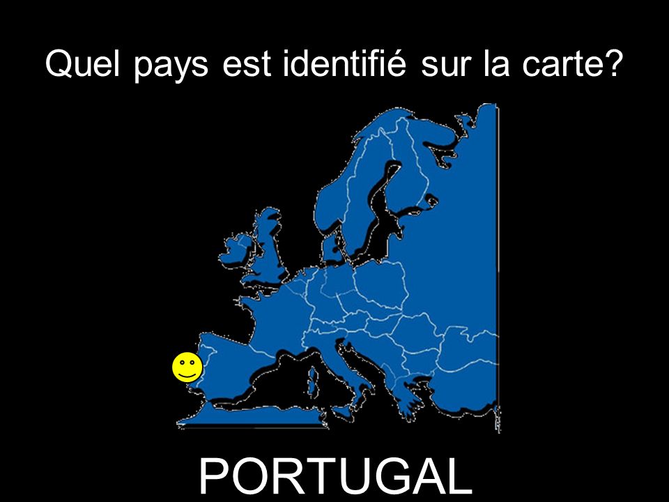 Quel pays est identifié sur la carte PORTUGAL