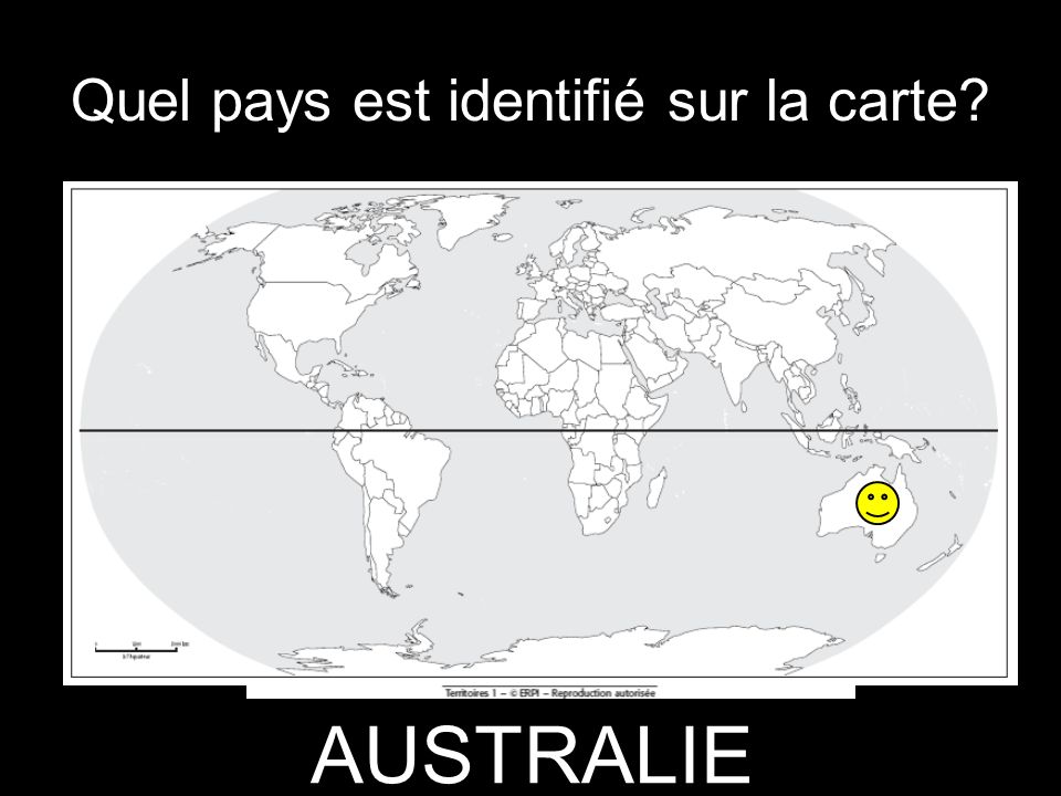 Quel pays est identifié sur la carte AUSTRALIE