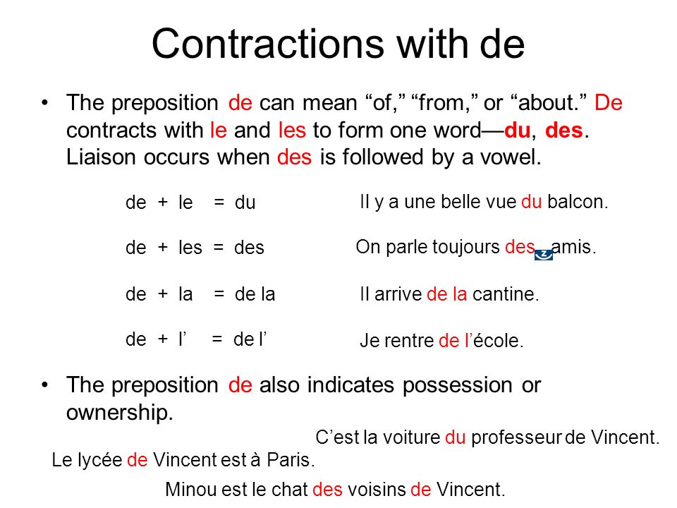 The preposition de can mean of, from, or about.