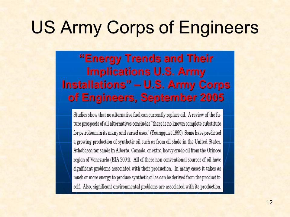 12 US Army Corps of Engineers