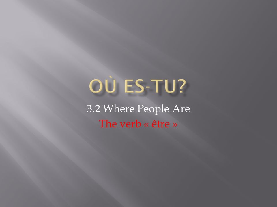 3.2 Where People Are The verb « être »