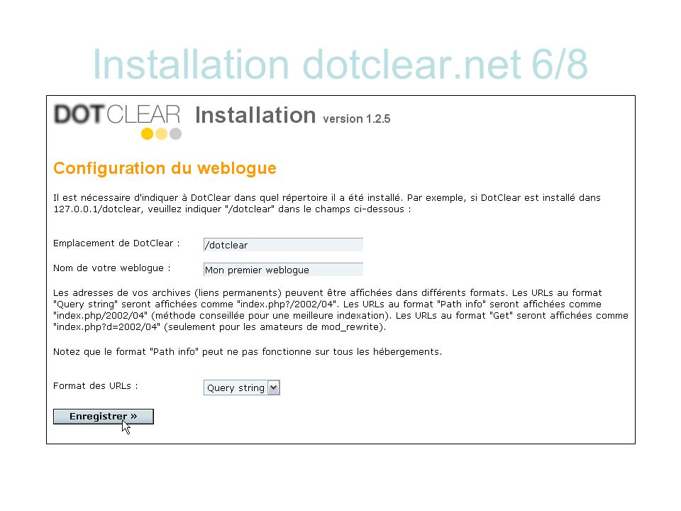 Installation dotclear.net 6/8