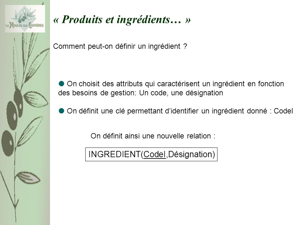 « Produits et ingrédients… » Comment peut-on définir un ingrédient .