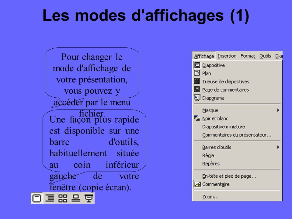 La barre d outils Dessin (2) Le texte : Le premier bouton permet d entrer une zone de texte dans une présentation.