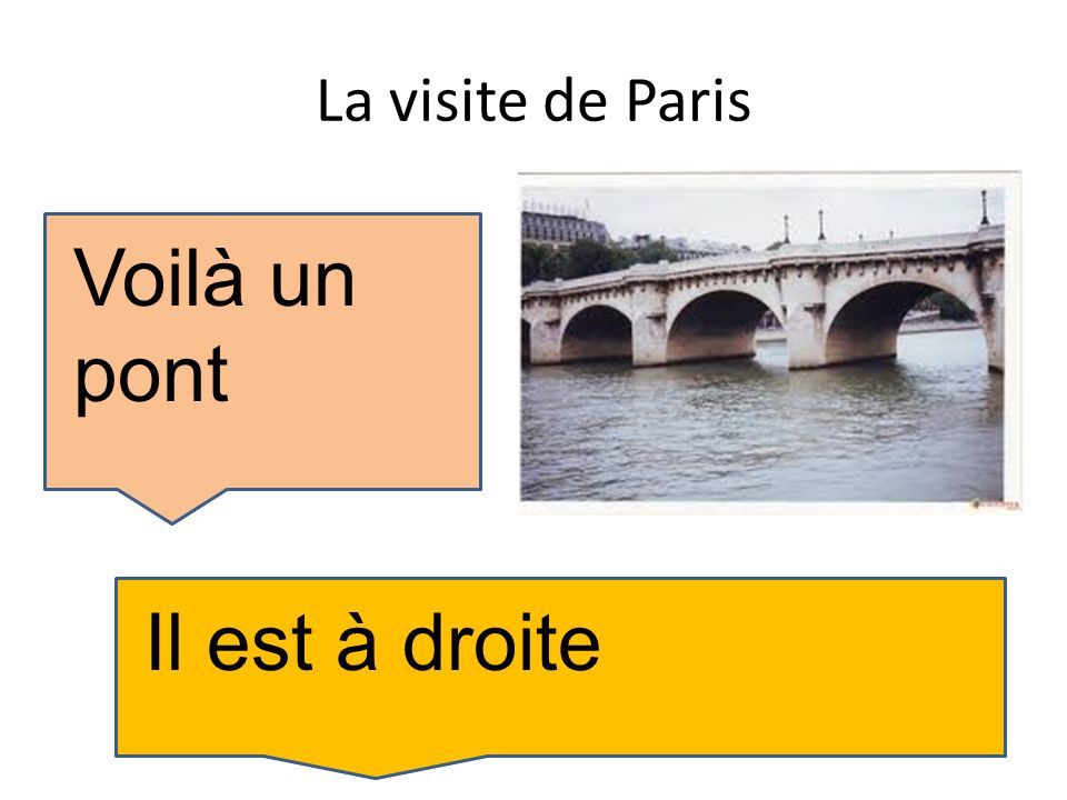 La visite de Paris Voilà un pont Il est à droite