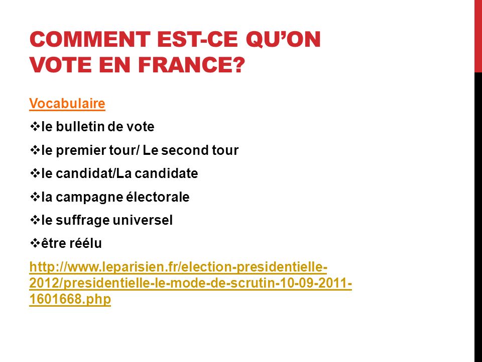 COMMENT EST-CE QUON VOTE EN FRANCE.